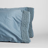 Bria Pillowcase (Single) | Tahoe Blue | cotton sateen pillowcases with cotton lace on the cuff on a white background