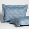 Cirillo Throw Pillow | Tahoe Blue | 2 15x24 quilted cotton sateen throw pillows shot overhead against a white background.