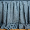 Linen Whisper Bed Skirt | Tahoe Blue | Close up of bed skirt, showcasing ruffle detail - side view.