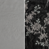 Lynette Luxe Duvet Cover | Fog | an image of tencel and embroidered silk velvet side-by-side in fog, a warm grey.