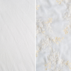 Lynette Luxe Duvet Cover | White | an image of tencel and embroidered silk velvet side-by-side in white.