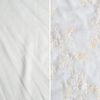 Lynette Luxe Duvet Cover | Winter White | an image of tencel and embroidered silk velvet side-by-side in winter white, a warmer version of our classic white.