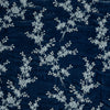 Lynette Yardage | Tahoe Blue | A close up of embroidered silk velvet fabric in Tahoe Blue.