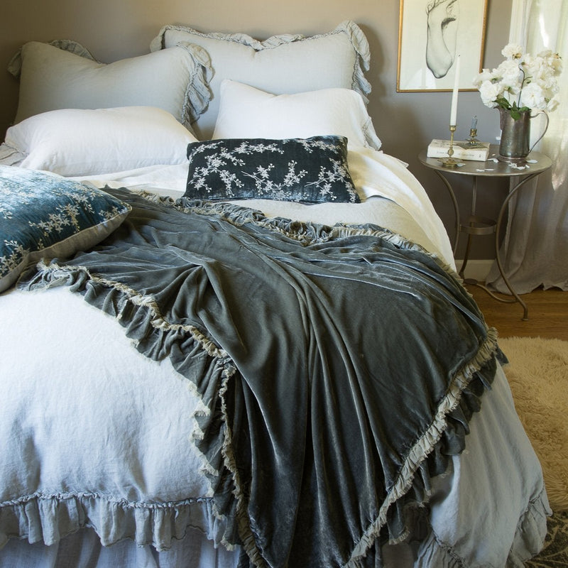 Vintage Washed Linen Ruffle Linen Flat Sheet, Bedroom