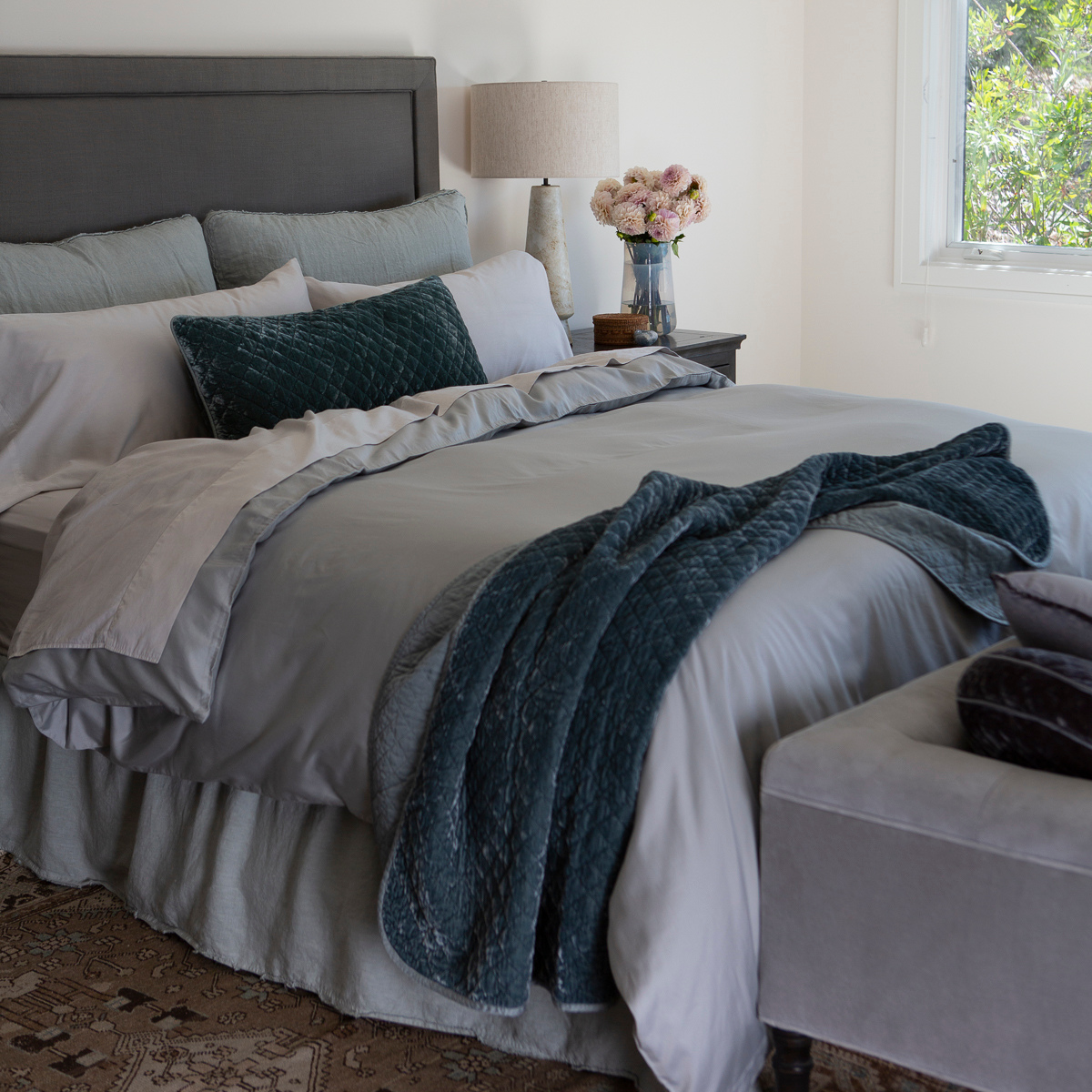 Grey bedspread online throw