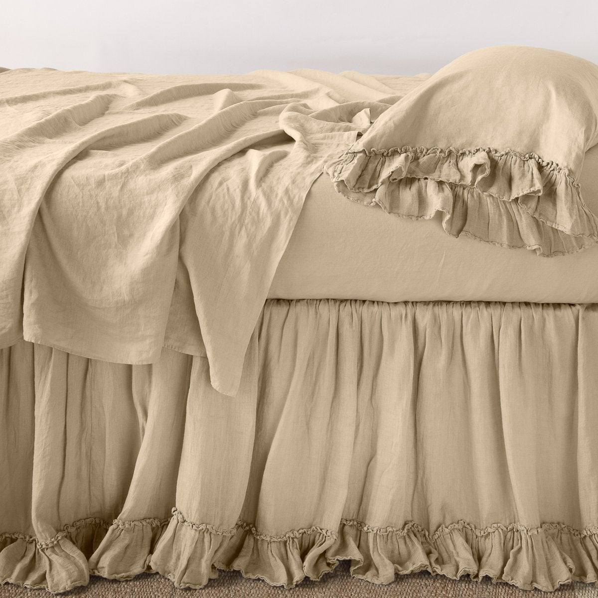 Linen Bed Skirt Dust Ruffle, Bedskirt - Linenbee