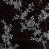 Lynette Yardage | Moonlight | A close up of embroidered silk velvet fabric in moonlight, a saturated, cool, mid-dark grey tone.